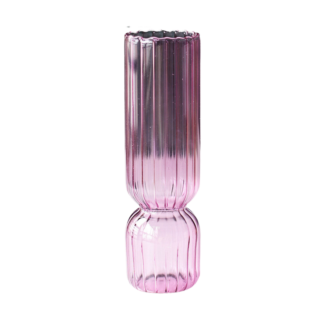 Grecian Fluted Glass Vase - Candy Pink