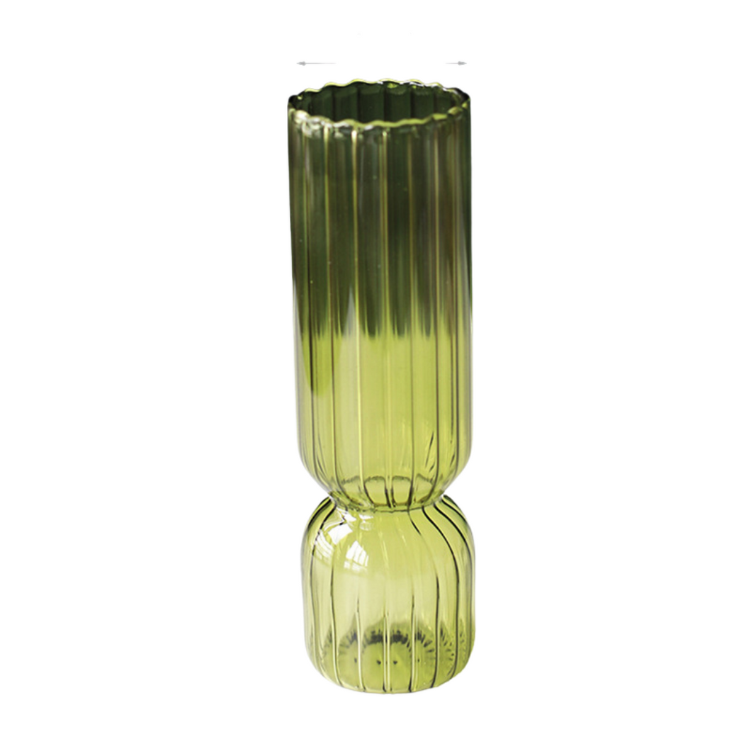 Grecian Fluted Glass Vase - Green