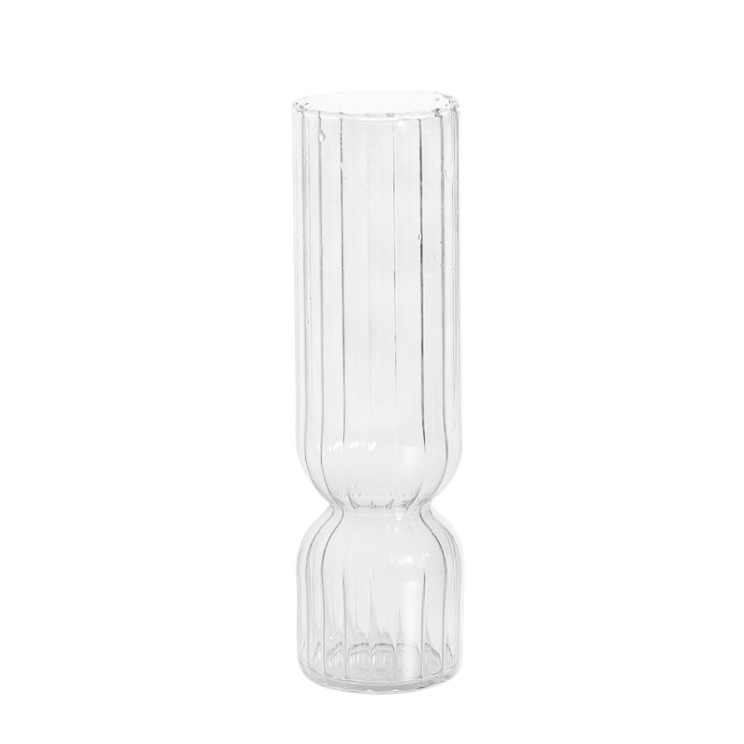 Grecian Fluted Glass Vase - Transparent