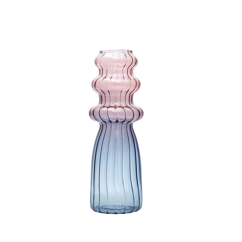 Carolina Ombre Fluted Glass Vase - Pink/Blue