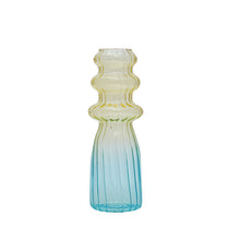 Load image into Gallery viewer, Carolina Ombre Fluted Glass Vase - Yellow/Blue
