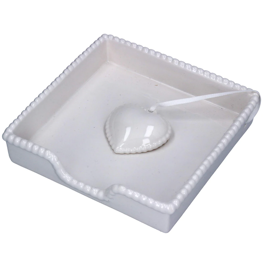 Amore White Ceramic Napkin Holder