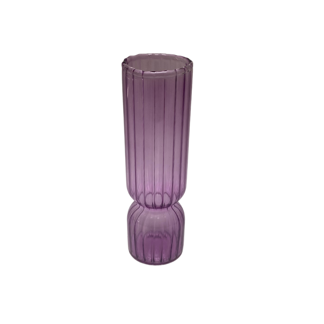 Grecian Fluted Glass Vase - Purple