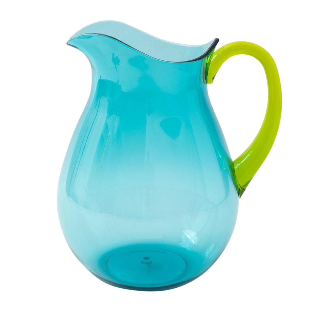 Caspari Jug in turquoise with green handle